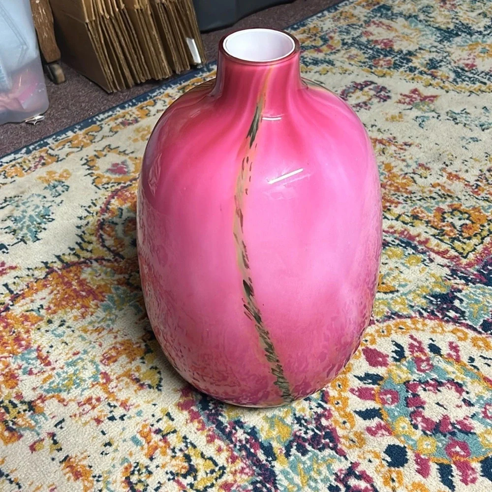 Large Heavy Glass Art Vase Round‎ Form 3 Layers